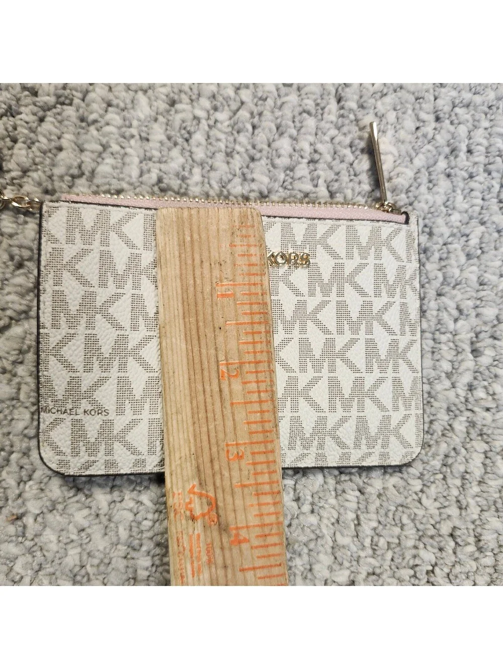 Michael Kors Monogram Zip Card Holder Wallet with Key Ring